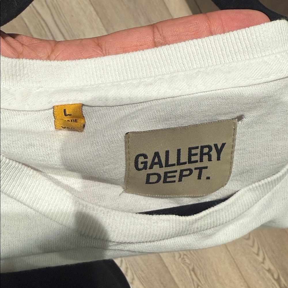 Gallery Dept White Tee with Black Logo - Picture 2 of 4